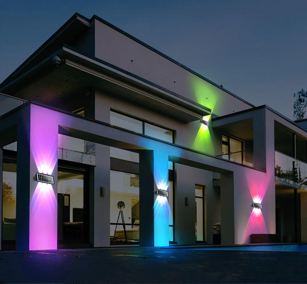 LUCES SOLARES RGB DE PARED EXTERIOR 6 LED - BG Electronic +Plus