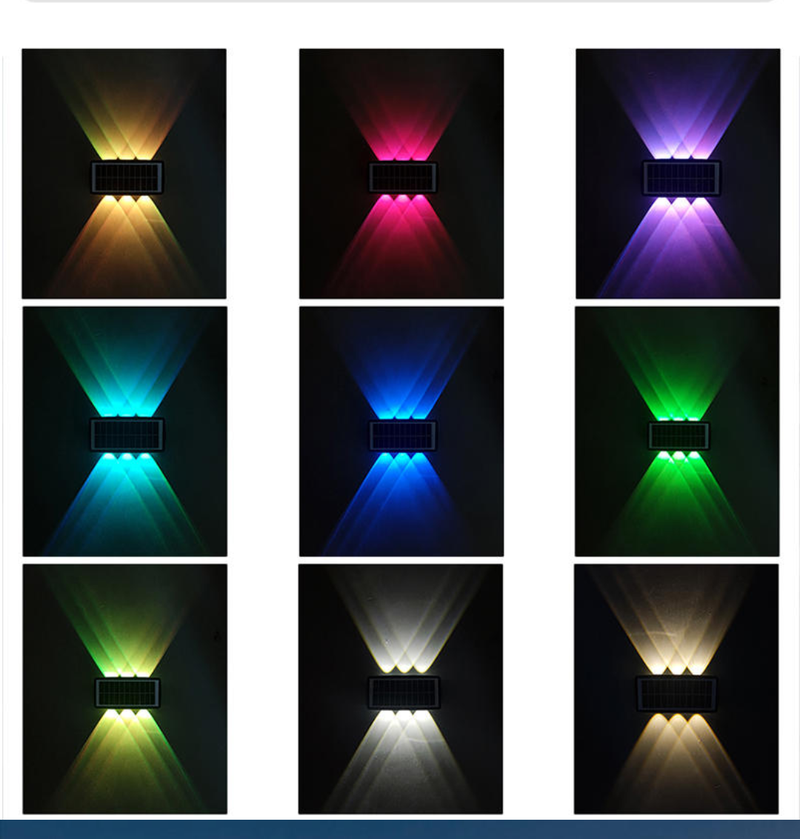 LUCES SOLARES RGB DE PARED EXTERIOR 6 LED - BG Electronic +Plus